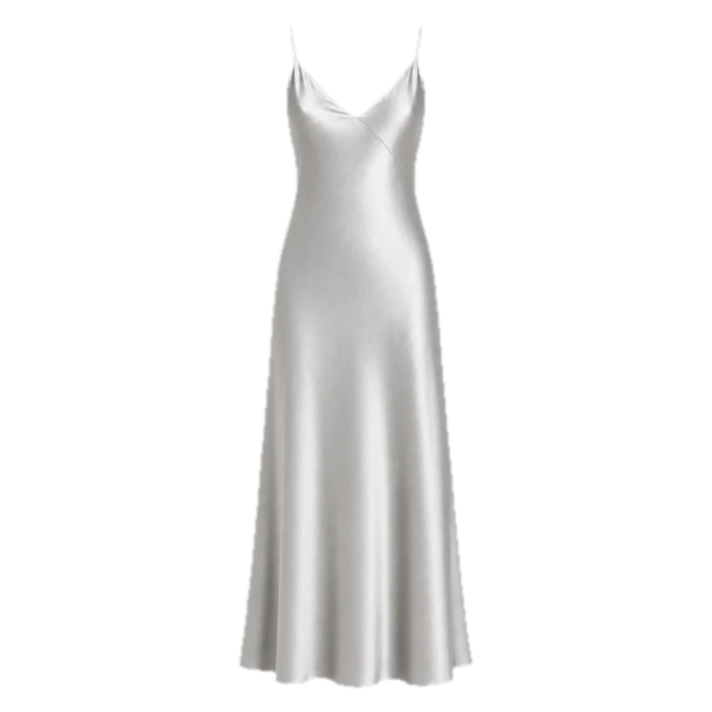 Abito Luna lungo in satin argentato