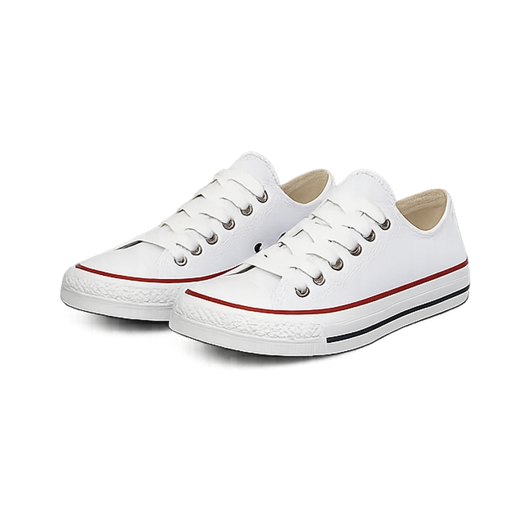 Sneaker Riva bianche basse con profili rosso e nero