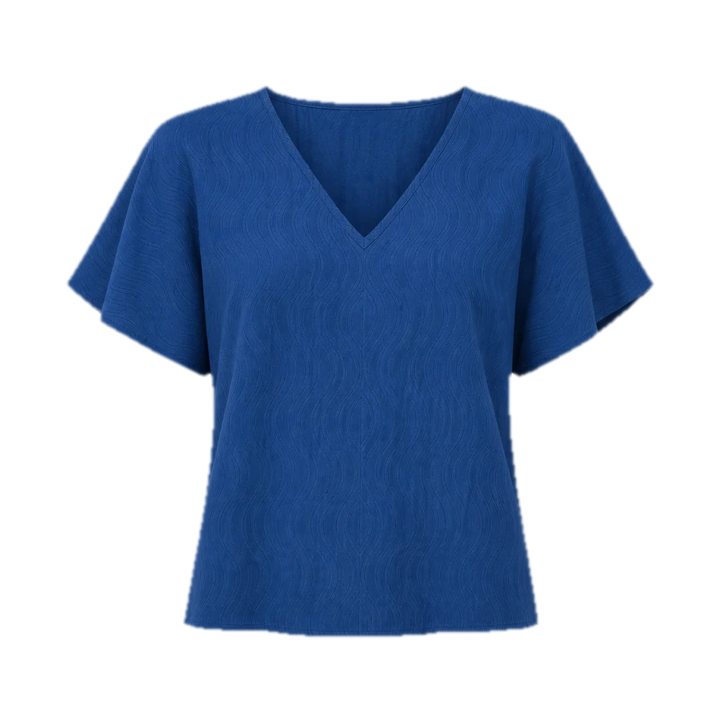 Top Onda blu oceano con texture tono su tono